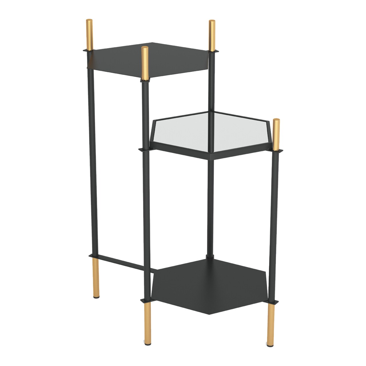William Side Table Black Gold Hexagonal Modern Accent Table For Small Spaces